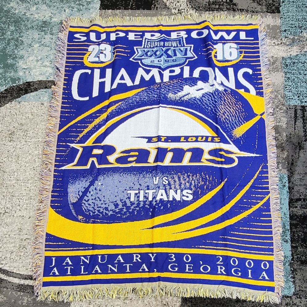 Vintage NFL St. Louis Rams Super Bowl XXXIV Championship Blanket